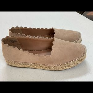 Crown Vintage Scalloped Tan Suede Espadrilles
